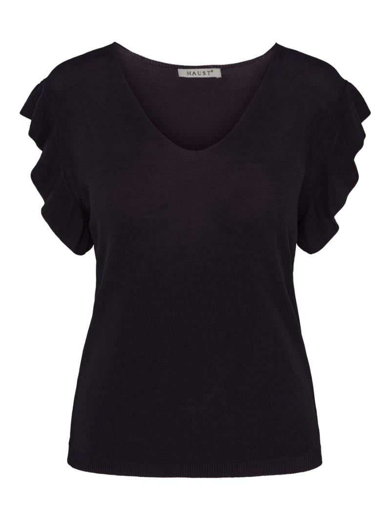 Ruffle sleeve top Black