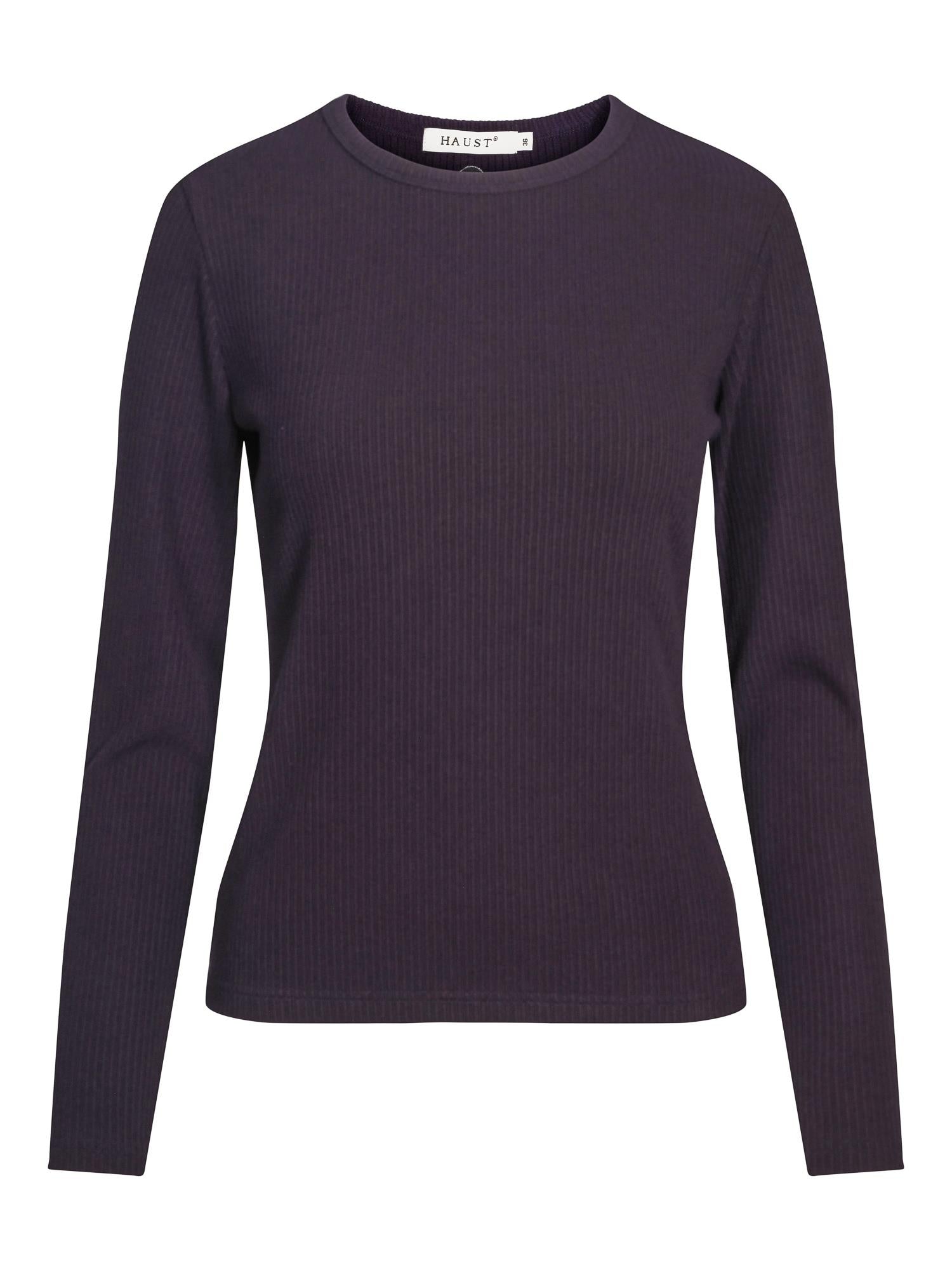 Rib round neck top Navy