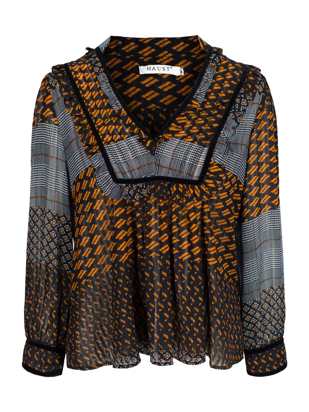 Velvet ribbon blouse Patchwork