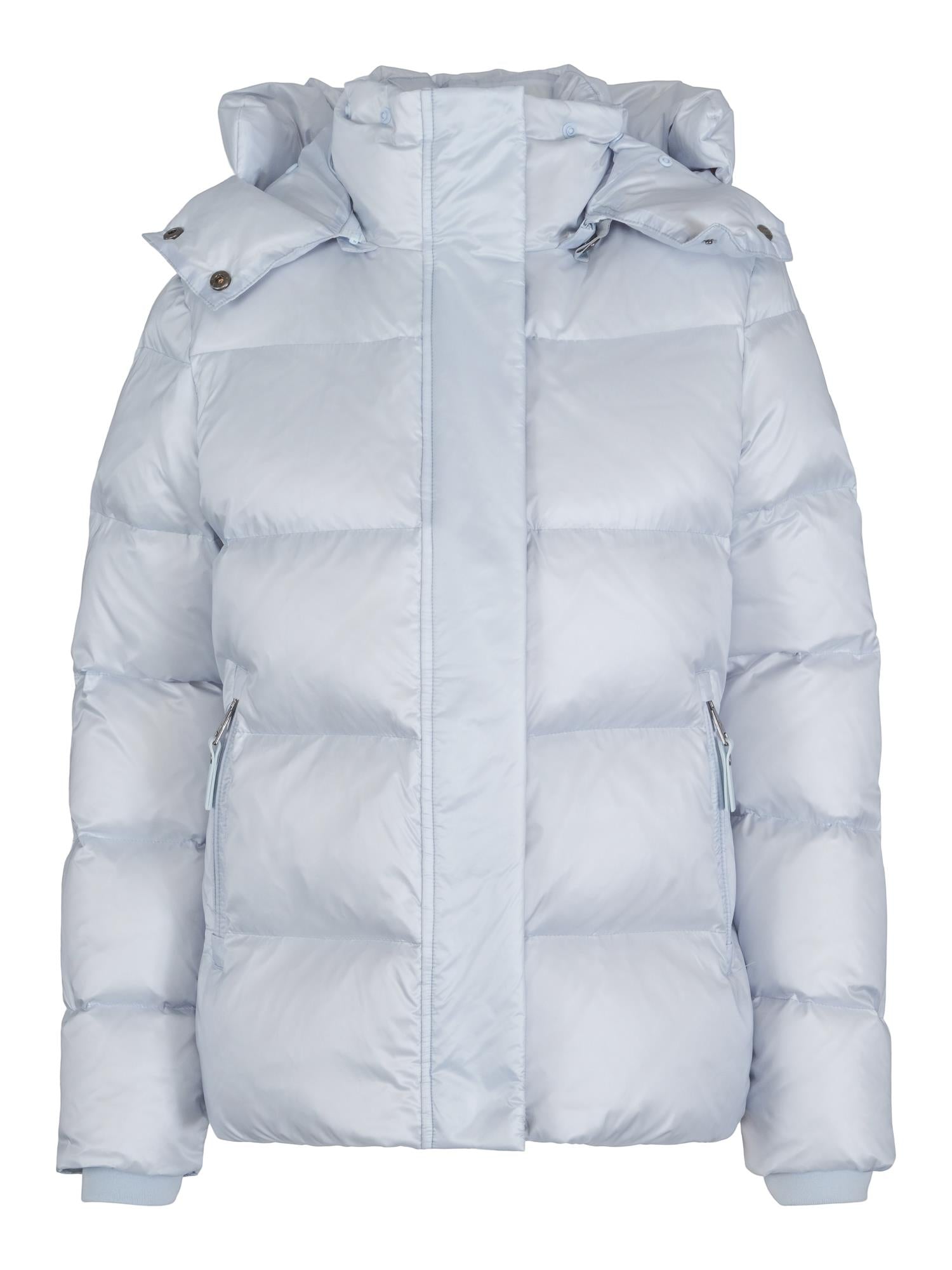 Short hooded puffer jacket Lyseblå
