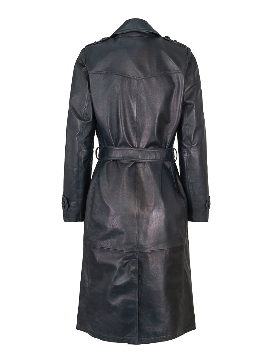 Leather trench coat Navy
