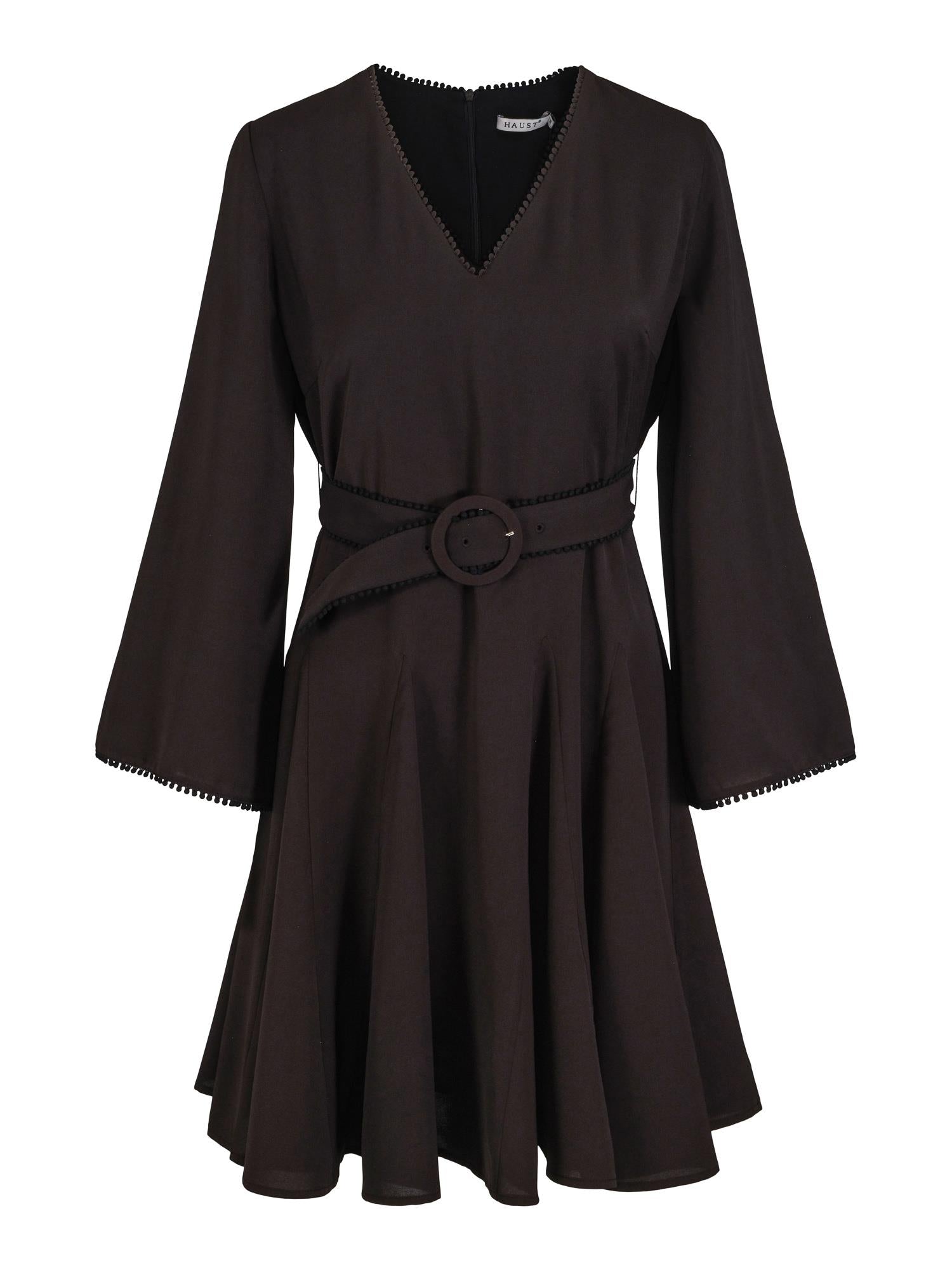V-neck ribbon dress Sort
