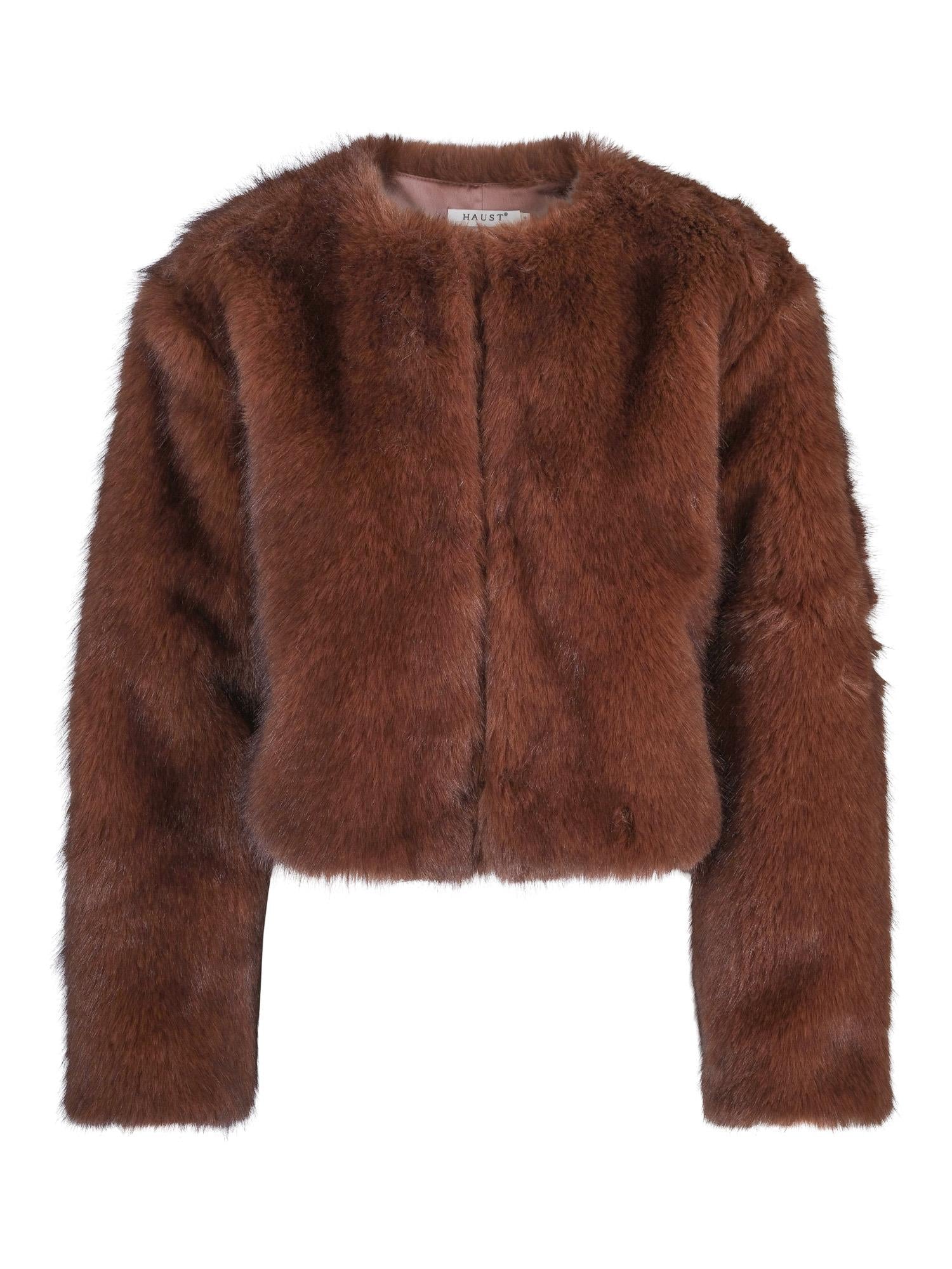 Faux fur jacket classic Mørkebrun