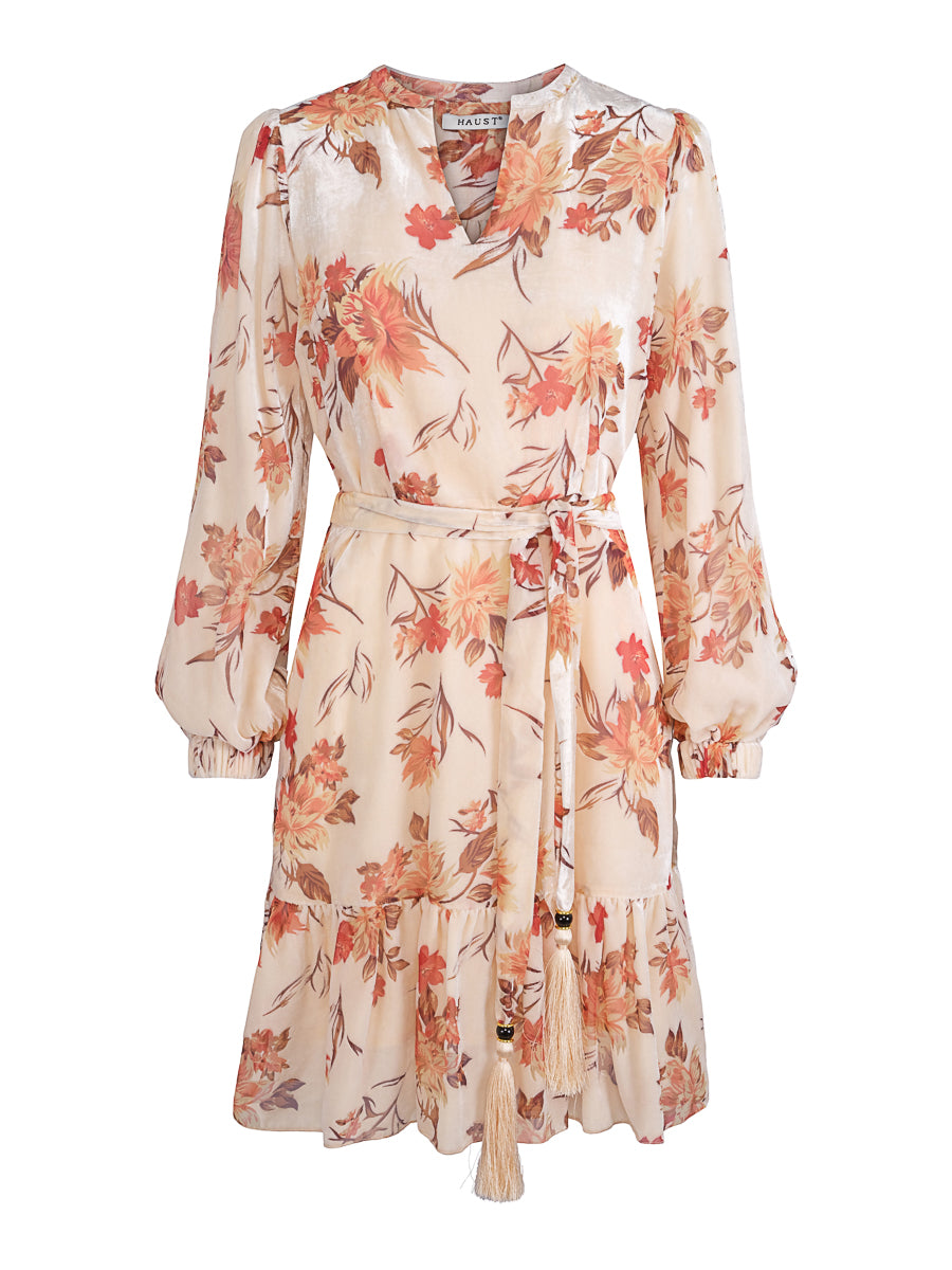 Burnout velvet dress Creme
