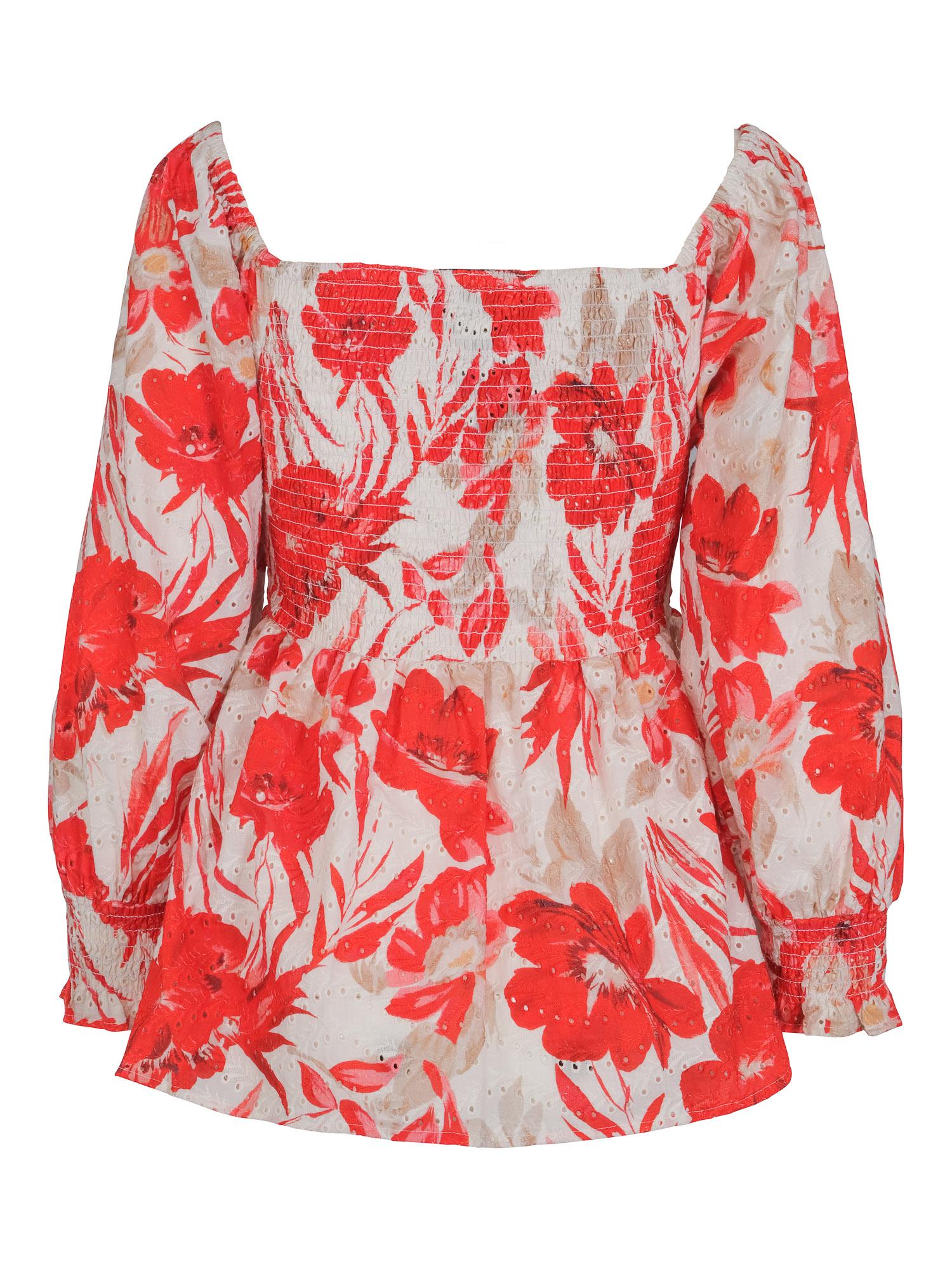 Lace printed blouse Korall