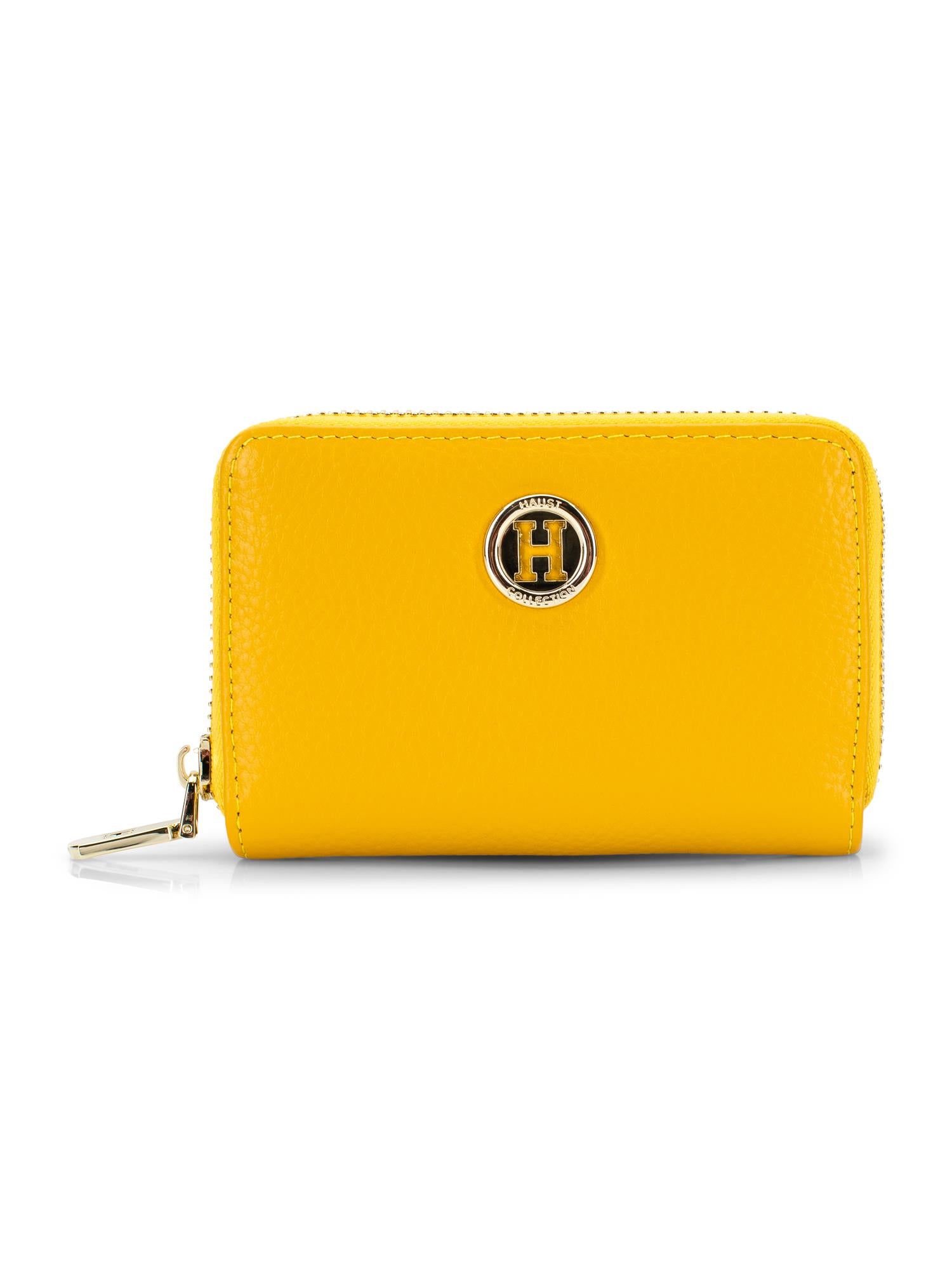 Leather wallet small Yellow Lychee
