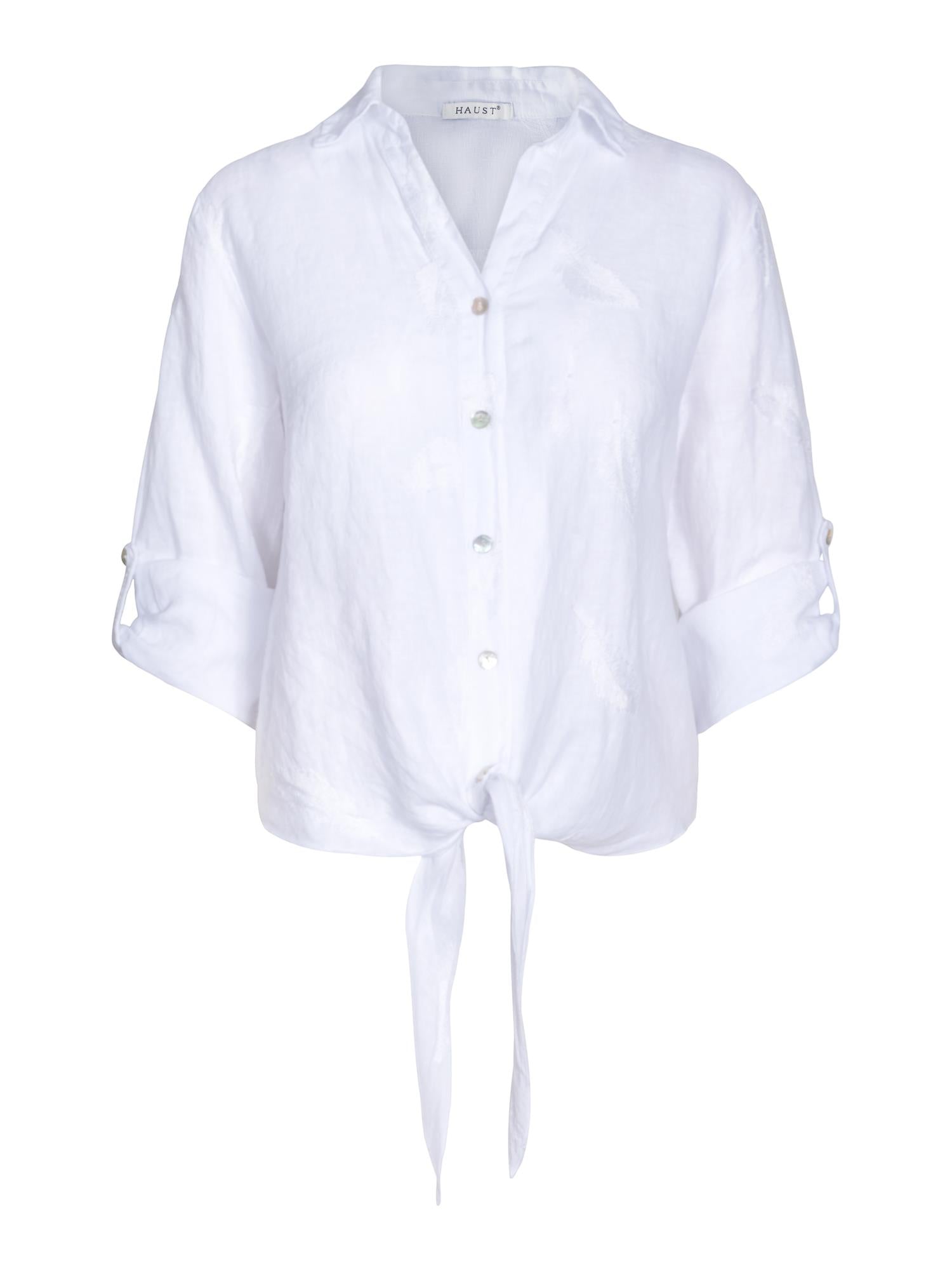 Tie linen shirt Hvit