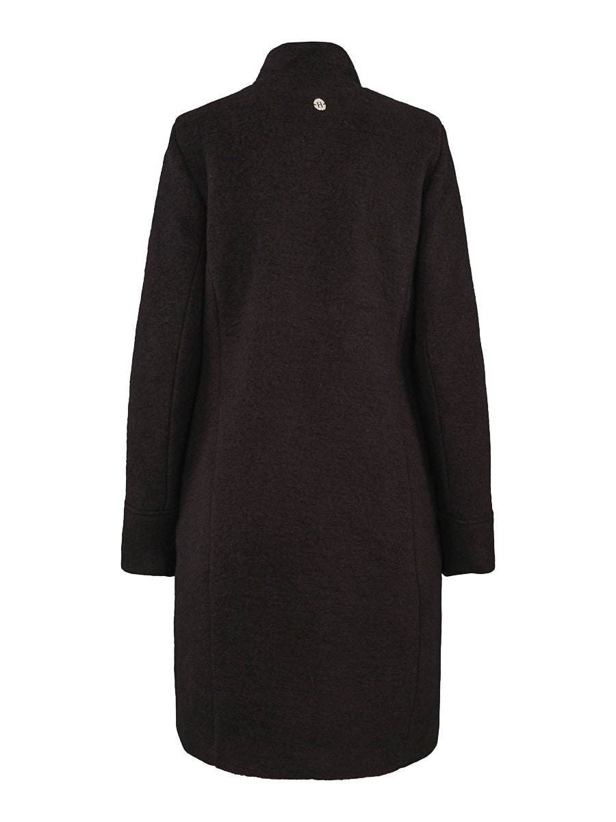 High collar boucle coat Black