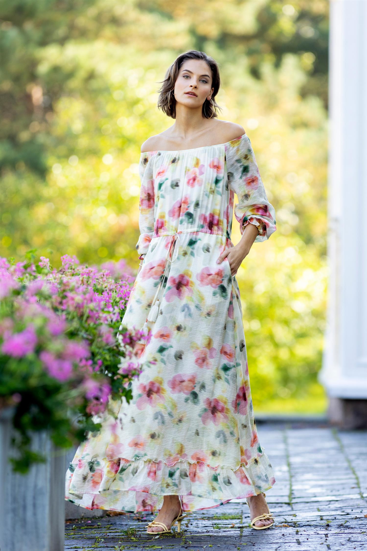 Feminine long dress Waterprint