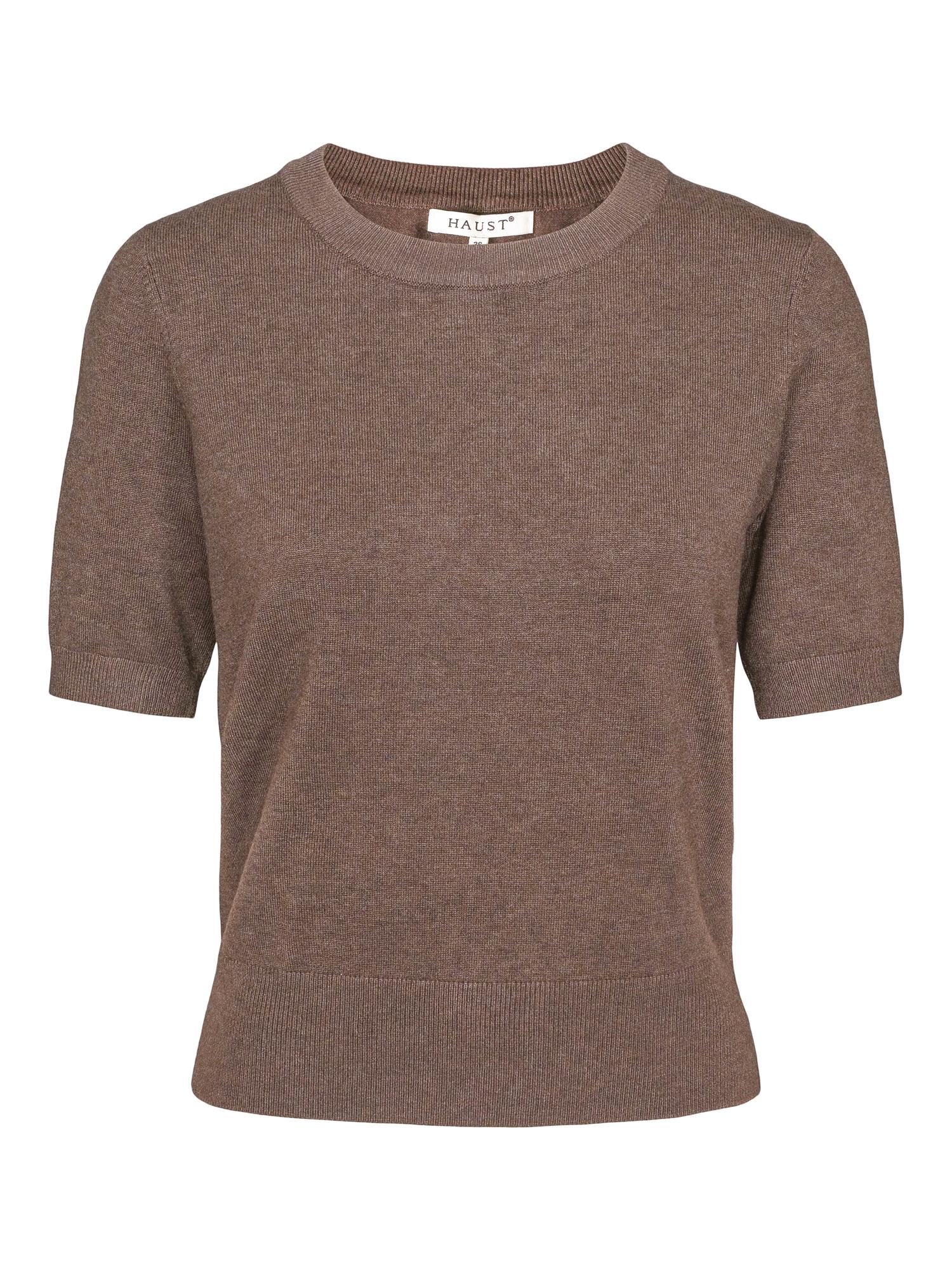 Classic knitted short sleeve pullover Brown Mel.
