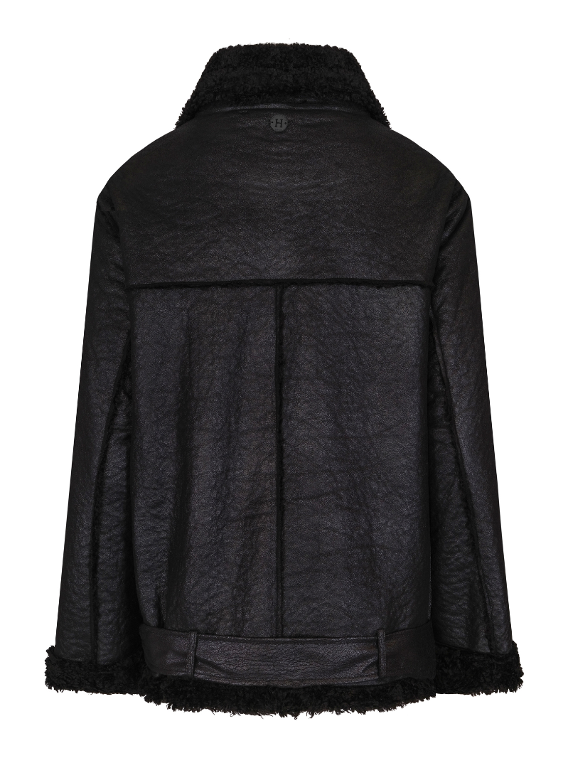 Biker faux-fur jacket Black