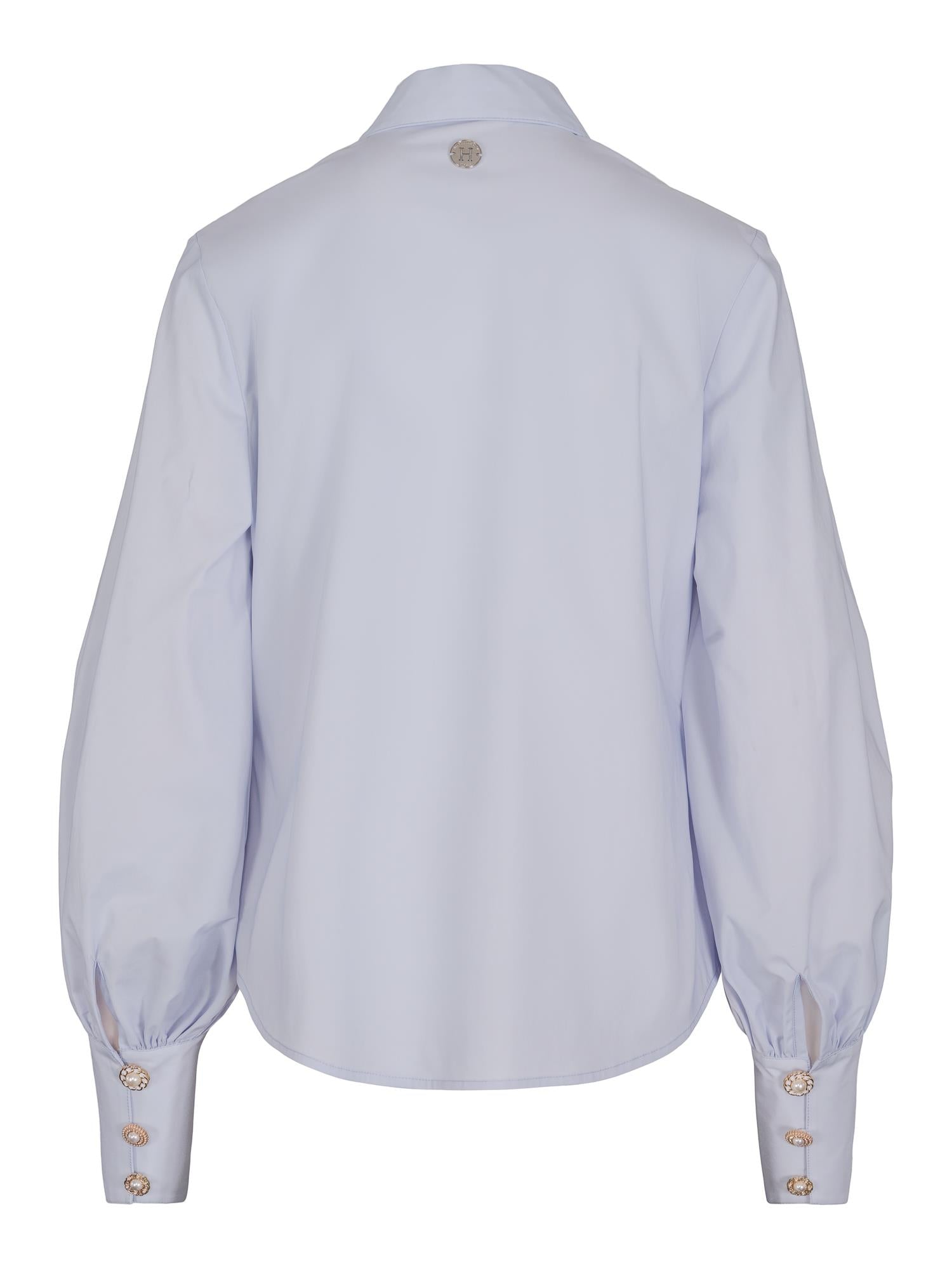 Button stretch blouse Lyseblå