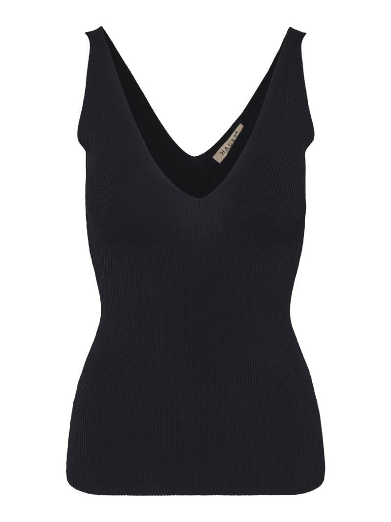 Rib knitted singlet Black