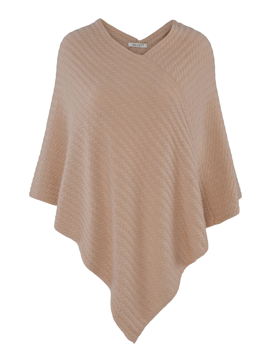 Cashmere cable poncho Lys sand