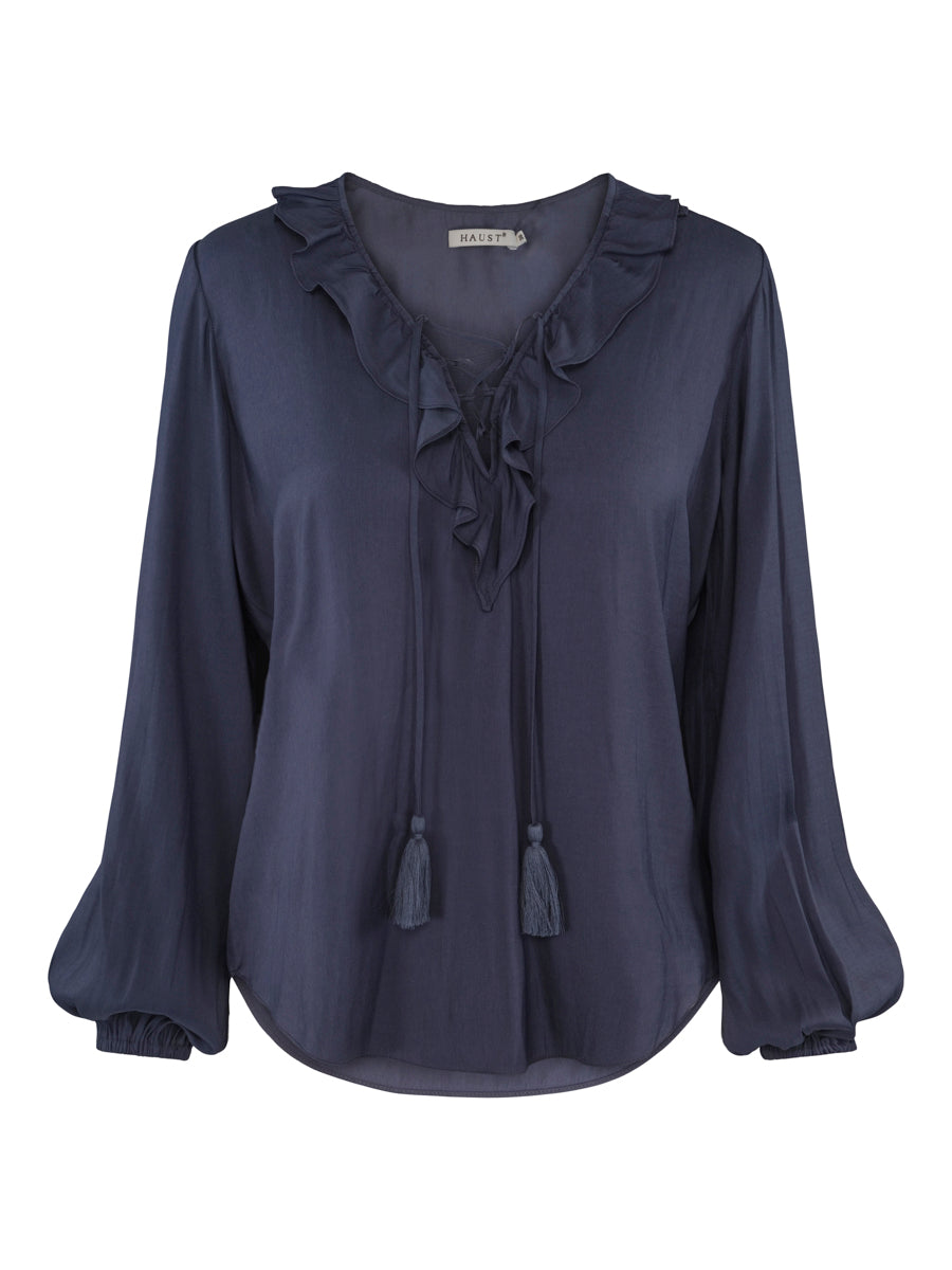 Feminin tassel blouse Jeans Blue