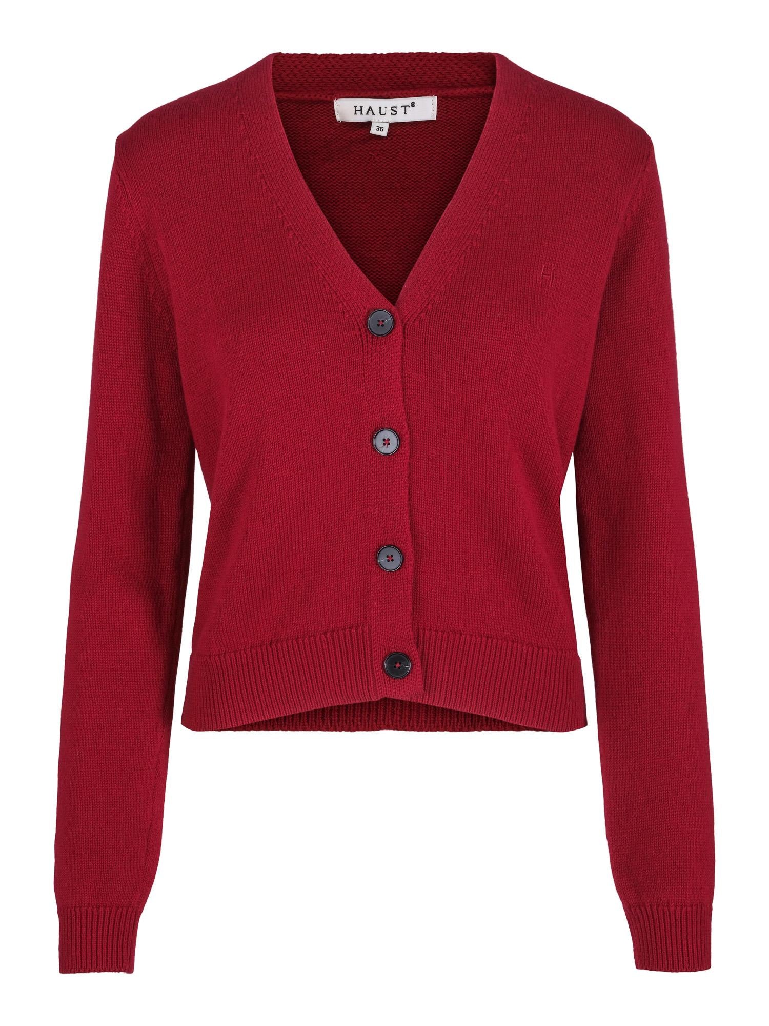 V-neck knitted cardigan Burgunder