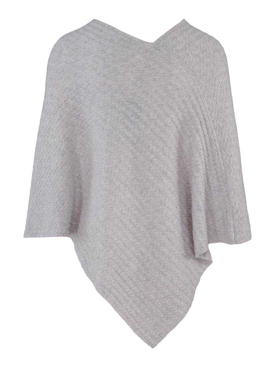 Cashmere cable poncho Lysegrå