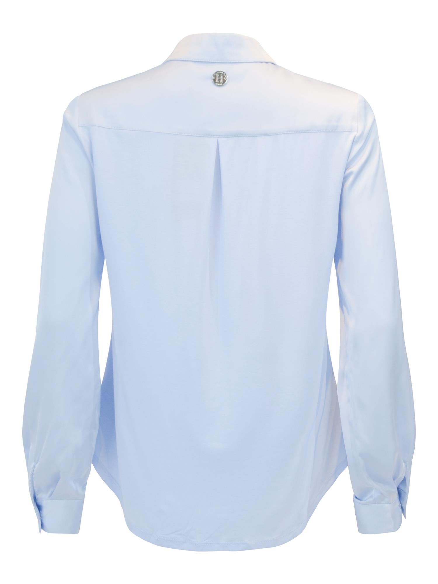Satin V-neck blouse Lyseblå